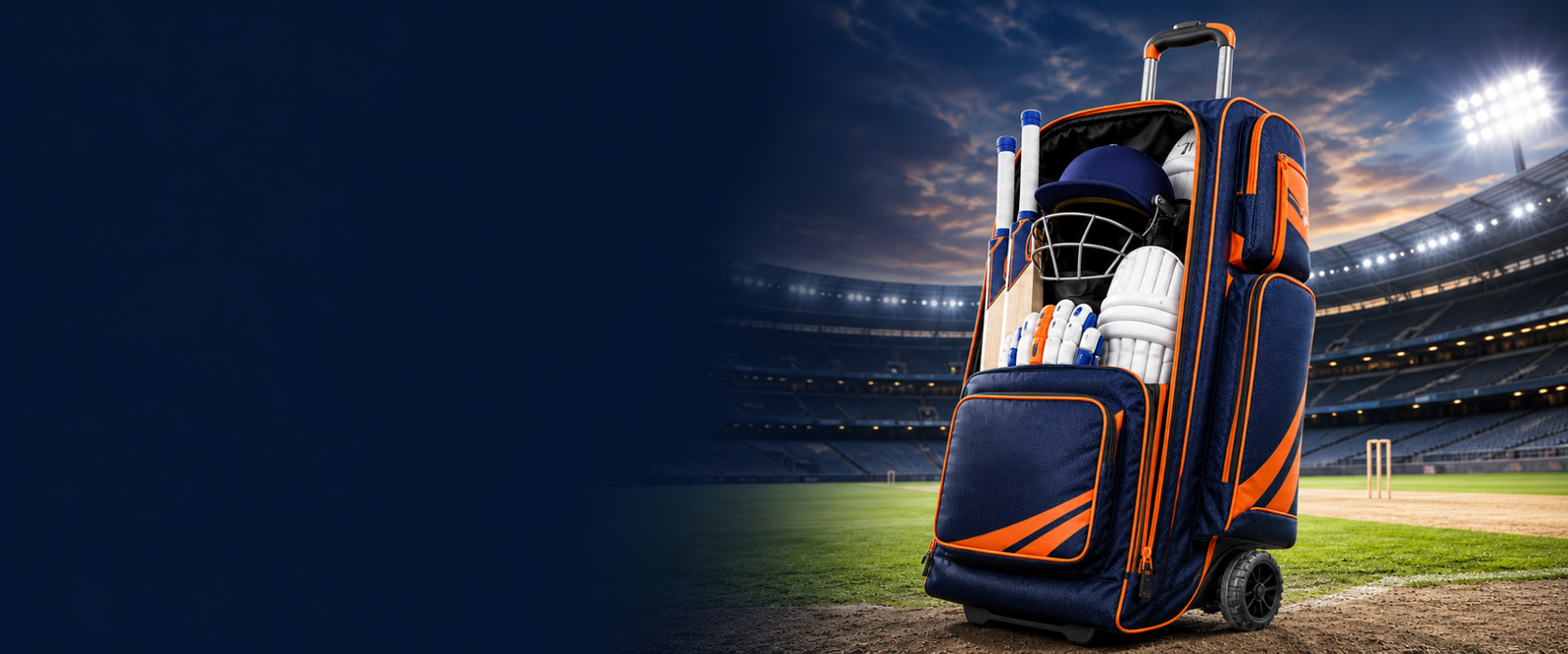 Spacious cricket kit bag on a cricket ground